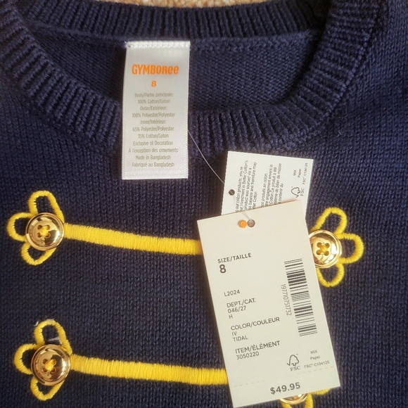 ♥️NWT♥️ GYMBOREE Girls' Navy & Red Tulle Dress with Gold Key Details - Picture 2 of 7